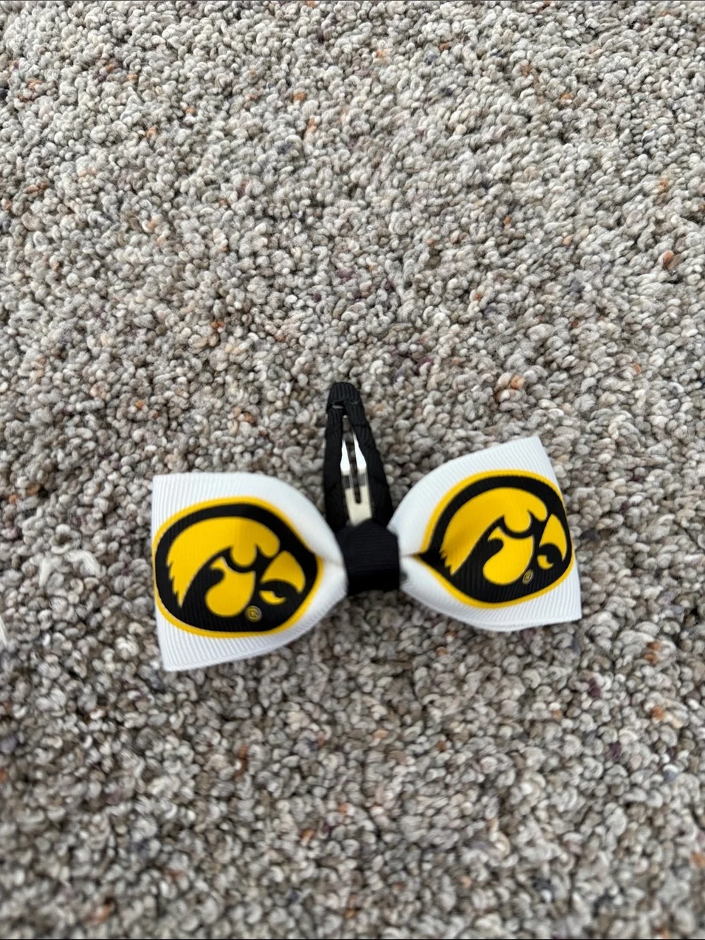 Iowa Hawkeye Kids White and Yellow Bow Herky Hair Barrett Clips bundle of 2